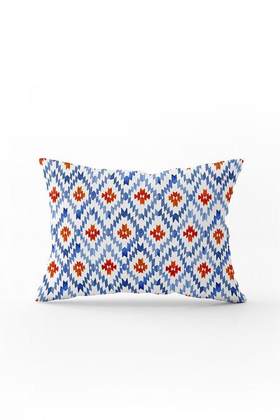 Cango Home Față de pernă decorativă etnică cu două fețe 35x50 albastru alb - Cgh186-3550