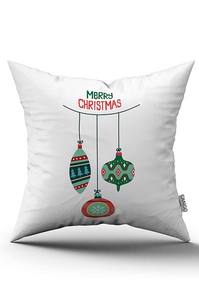 Cango Home Husă de pernă albă, multicoloră, cu temă de Crăciun, imprimată digitală Cgh891