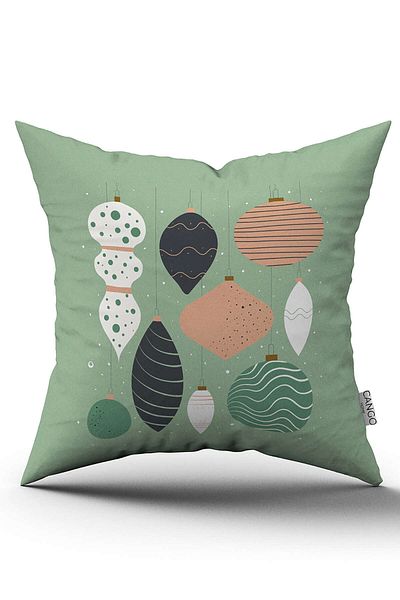 Cango Home Pink Green Christmas Themed Digital Printed Throw Pillow Cover Cgh870