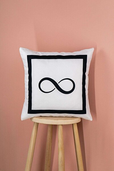 Cango Home Husă de pernă cu litere alb-negru imprimată digital Semn infinit