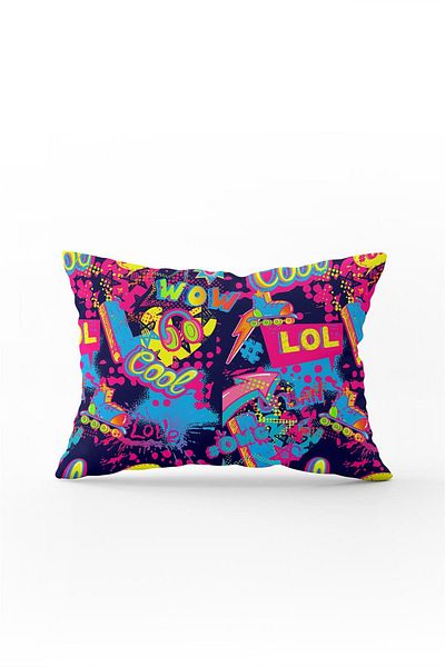 Cango Home Față de pernă neagră, multicoloră, cu model Popart, imprimare digitală - Cgh397-3550 Imprimată pe două fețe