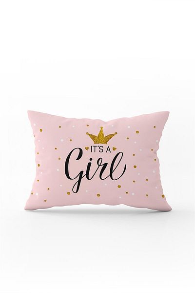 Cango Home Pink Black It's Girl Written Digital Printing Throw Pillow Pillow Case - Cgh446-3550 Double Sided Printed