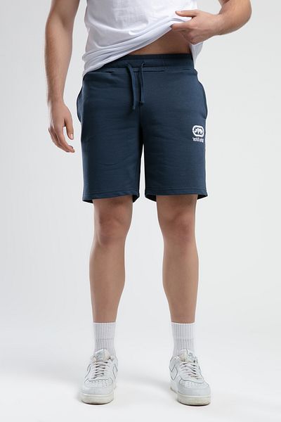 ECKO UNLTD Malcolm Navy Blue Knitted Shorts Embroidered Standard Fit Men's Knitted Shorts