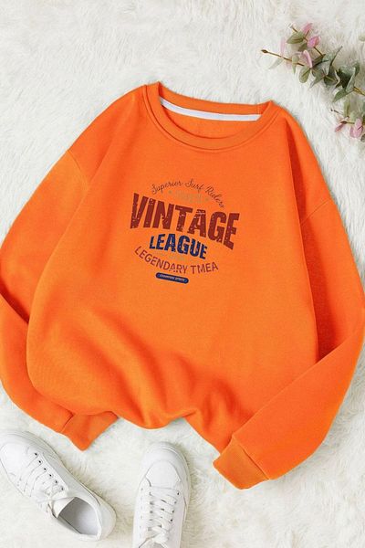 Moda Glo Βαμβακερό φούτερ Unisex Hanımcı Crew Neck