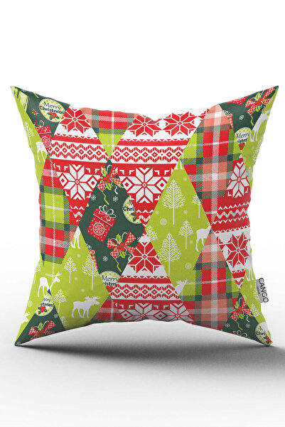 Cango Home Față de pernă cu temă de Crăciun, roșu, verde, imprimată digitală ...