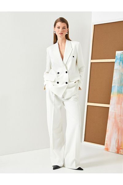 Koton Double Breasted Oversize Blazer - Lined, Double Pocket Cover