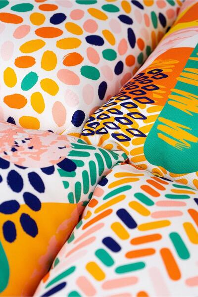 Cango Home Double Sided Orange Green Tropical Geometric Patterned 4-Piece Digital Printed Throw Pillow Cover Set 4kmbs24