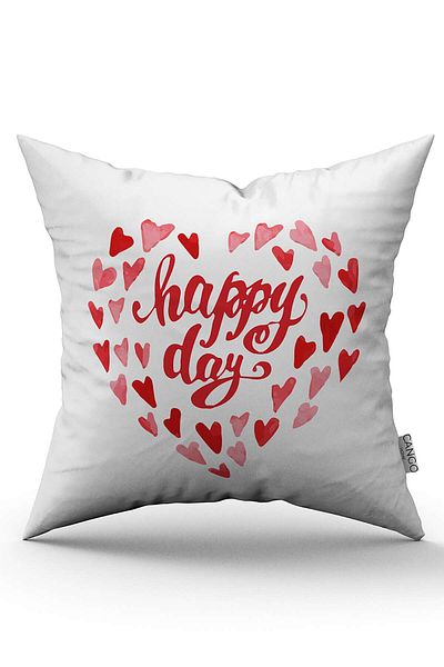 Cango Home Red and White Modern Valentine's Day Themed Digital Printed Throw Pillow Cover Cgh953