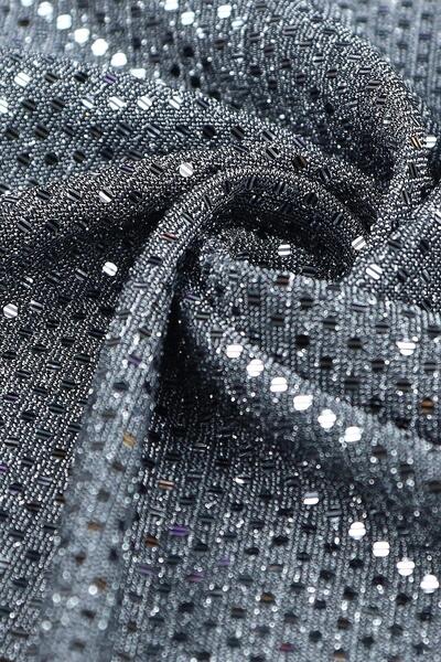 Kumaş Deposu Tango Sera B Πλεκτό Βραδινό Φόρεμα με Παγιέτες Ασημί Χρώμα