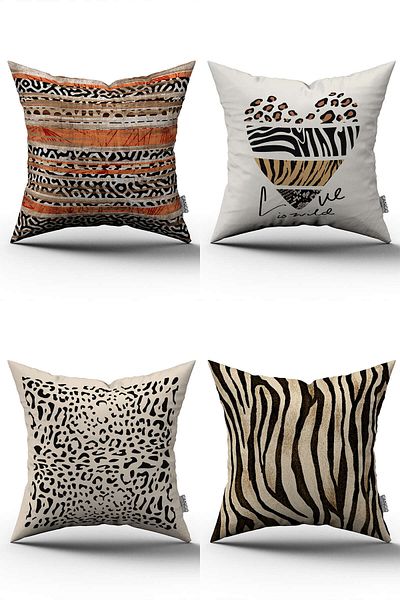 Cango Home Σετ ψηφιακής εκτύπωσης με σχέδιο Leopard & Zebra, Kyruvngi & Orange