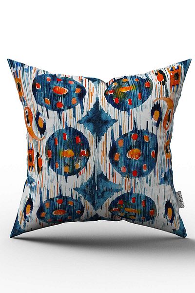 Cango Home Διπλής όψης Navy Blue Orange Abstract Διακοσμητική Μαξιλαροθήκη Ριχτάρι - Cgh157-ct