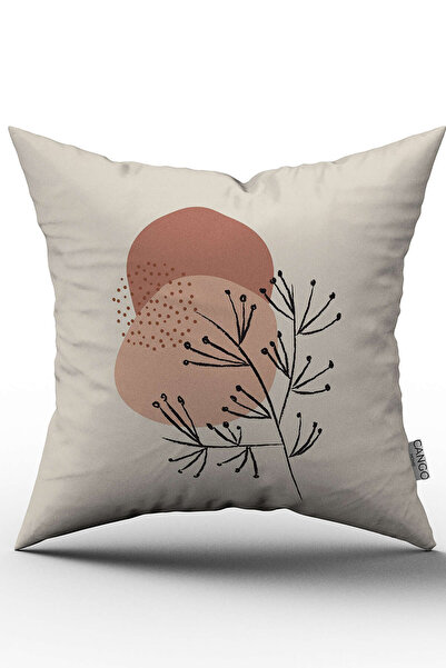 Cango Home Pembe Krem Modern Soyut Çiçekli Dekoratif Kırent Kılıfı - Cgh276