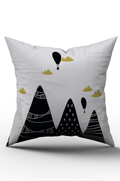 Cango Home Față de pernă pentru copii, cu două fețe, gri, negru, modern, decorativ, cu model de balon, imprimat digital - Otyk702