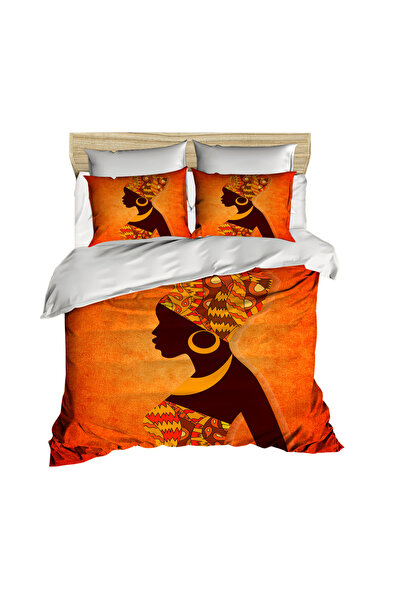 Fabeteks African Woman Fancy 3D Digital Double Duvet Cover Pillow Set