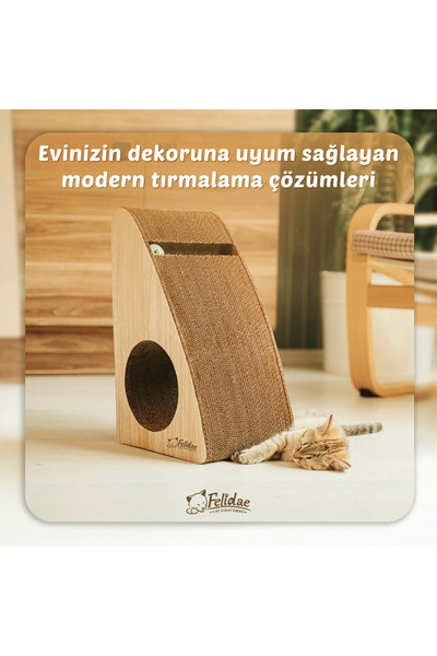Felidae Kedi Tırmalama Kanepesi – Dikey Tırmalama / Medium (27X43X24CM) - Bej Ahşap Renk