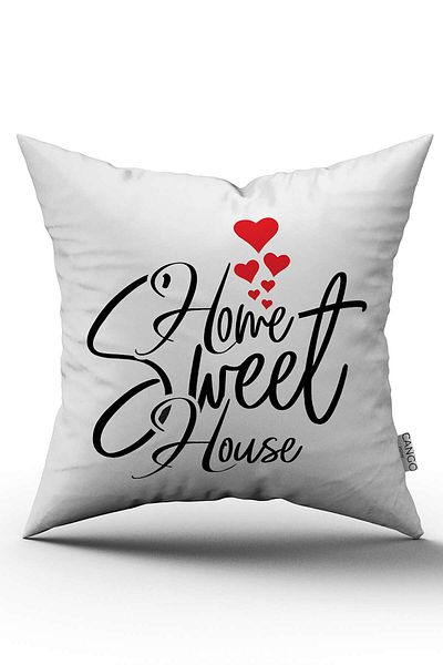 Cango Home White Black Home Sweet Home Written Digital Printing Throw Pillow Pillow Case - Cgh405