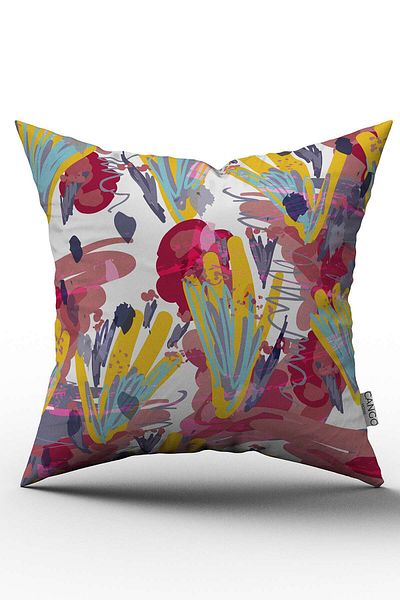 Cango Home Husă de pernă cu două fețe, roz, galben, cu model abstract, imprimată digitală - Otyk478-ct
