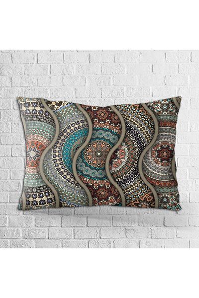 Cango Home Față de pernă cu două fețe, 35x50, albastră, multicoloră, retro, cu model vintage, imprimată digitală - Otyk285-35