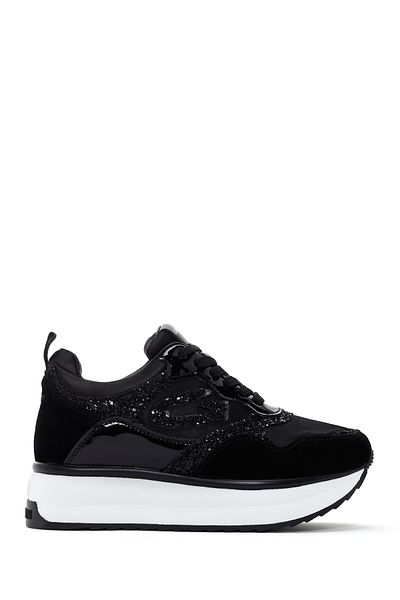 Derimod Alberto Guardiani Louise Black Leather Sneaker - Thick Sole G03g100009