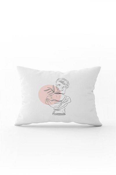 Cango Home Alb, roz, sculptură modernă, figurină, imprimată digitală, husă de pernă Cgh542-3550 imprimată pe două fețe