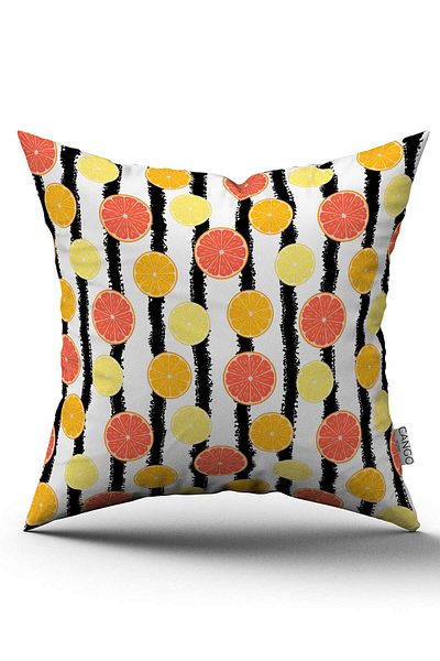 Cango Home Double Sided Yellow Orange Lemon Patterned Digital Printed Throw Pillow Cover - Oytyk909-ct