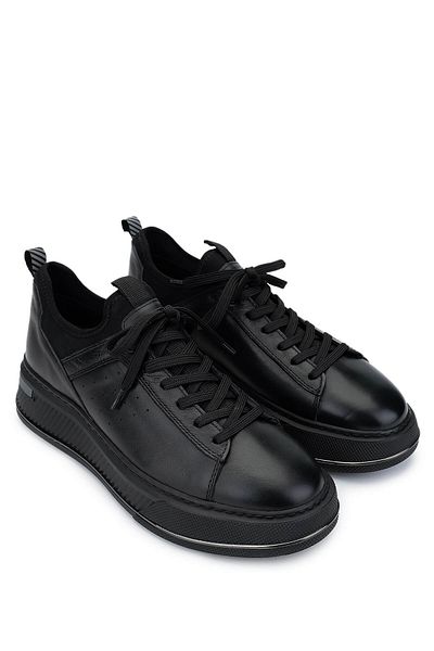 Tamer Tanca Men's Genuine Leather Black Analin Sneakers & Sports Shoes