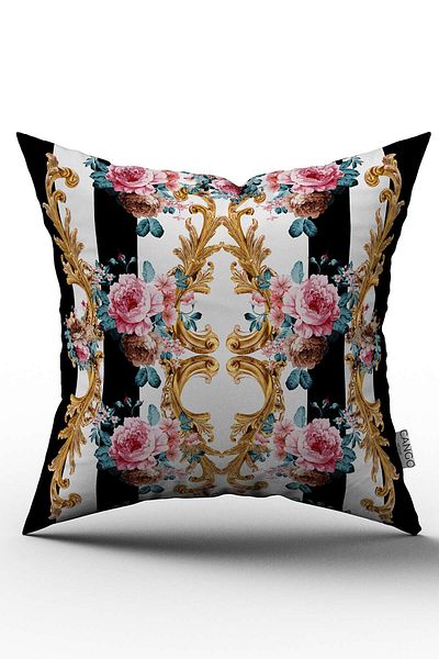 Cango Home Husă de pernă cu două fețe, cu model floral alb-negru, imprimată digitală - Otyk465-ct