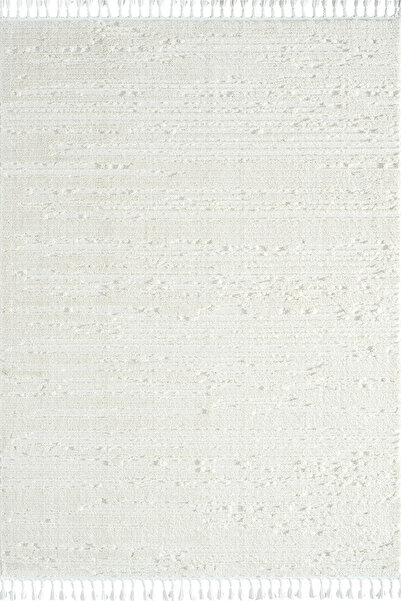 Empera Bilbao - White Swan Saçaklı Çizgi Desenli Krem Halı