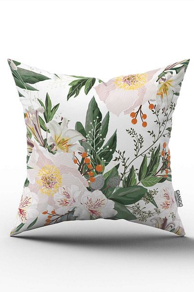 Cango Home Green White Floral Digital Printed Throw Pillow Pillow Case - Cgh310