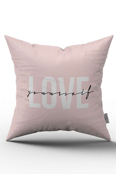 Cango Home Black Pink Double Sided "Love Yourself" Printed Throw Pillow - Cgh335-ct