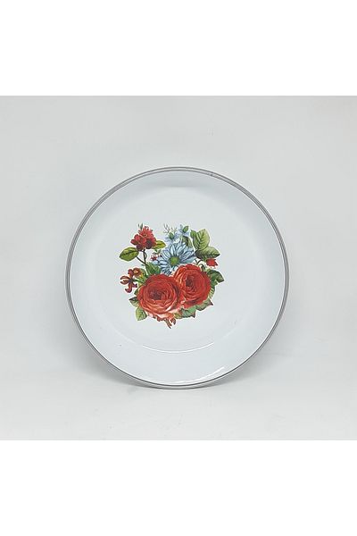 Avşar Enamel House 20 cm Decored Enamel Salade Plate Presentation Brown Plate