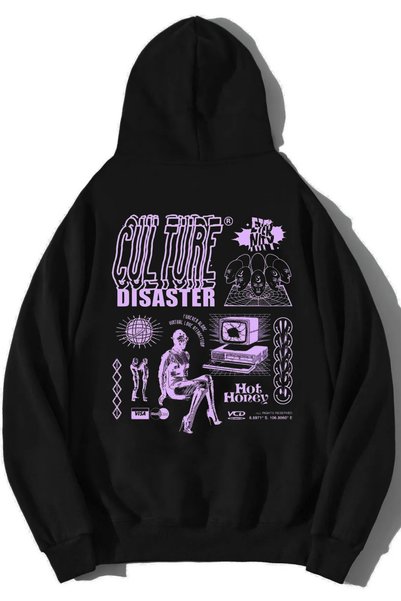 DEEPSENCE Φούτερ CULTURE Printed Unisex Μαύρη κουκούλα