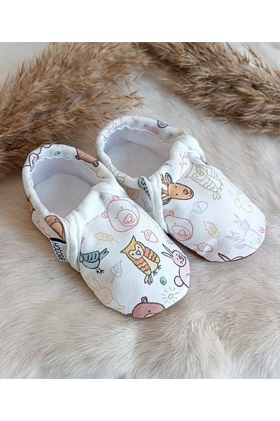 Hodore Cheerful Forest Baby Booties - Non-Slip Sole Nursery Shoes