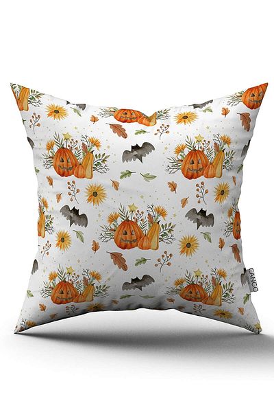 Cango Home Orange Halloween Pumpkin Patterned Digital Printed Throw Pillow Cover Cgh750