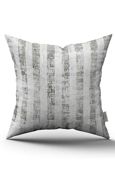 Cango Home Husă de pernă cu dungi alb gri cu model abstract cu imprimare digitală - Ylms102