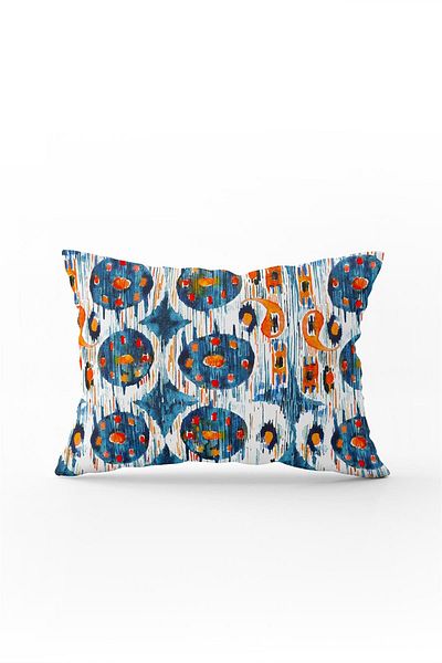 Cango Home Διπλής όψης 35x50 Navy Blue Orange Abstract Διακοσμητική Μαξιλαροθήκη Ριχτάρι - Cgh157-3550
