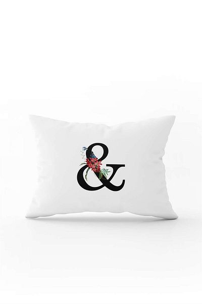 Cango Home Red Floral Black Letter Double Sided Digital Printed Throw Pillow Cover & Letter