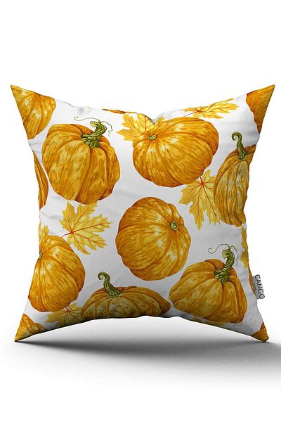 Cango Home Orange Halloween Pumpkin Patterned Digital Printed Throw Pillow Cover Cgh762