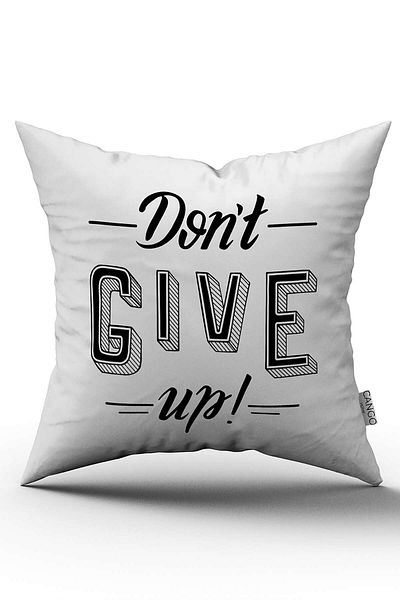 Cango Home White Black Don'T Give up Written Digital Printing Throw Pillow Pillow Case - Cgh409