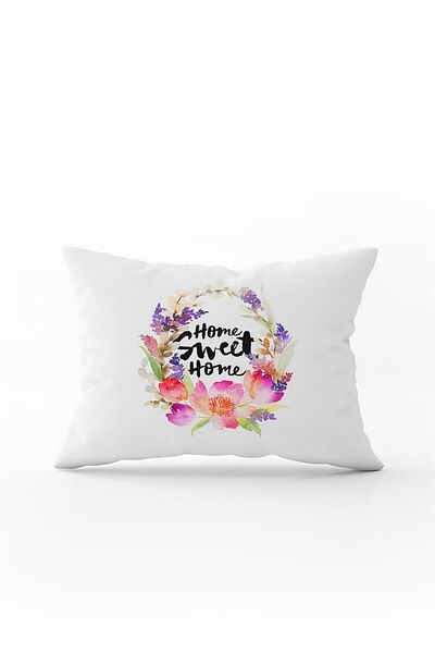 Cango Home White Home Sweet Home Husă de pernă decorativă cu imprimare digitală - Cgh478-3550 Imprimată pe două fețe