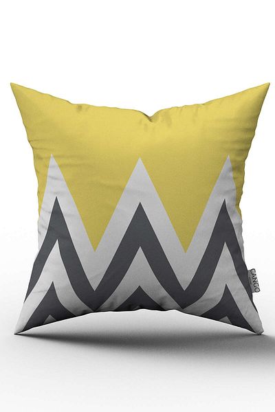 Cango Home Față de pernă cu două fețe, galben gri, decorativă, cu model în zig-zag, imprimată digitală - Yst12-ct