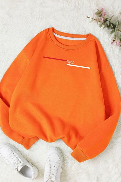 Moda Glo Hanorac unisex din bumbac cu decolteu rotund cu imprimeu cu pisici