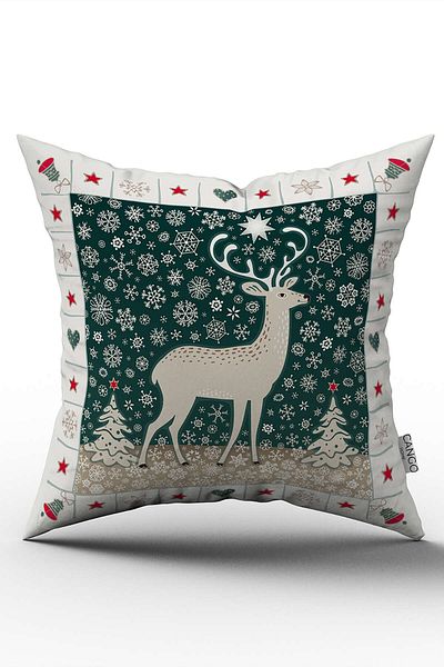 Cango Home Red Green Christmas Themed Digital Printed Throw Pillow Cover Cgh803
