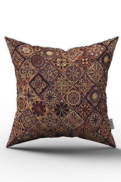Cango Home Husă de pernă cu model retro vintage, maro, galben, imprimată digitală - Otyk051
