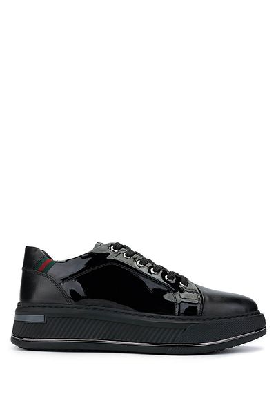 Tamer Tanca Men's Genuine Leather Black Sneakers & Sports Shoes