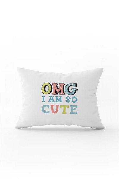 Cango Home Alb Albastru I Am So Cute Writing Imprimare digitală Husă de pernă pentru pernă - Cgh429-3550 Imprimată pe două fețe
