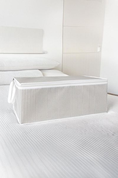 Pazar Kapısı 2 Pieces Gray Striped Storage Base Storage 30x50x20 Cm