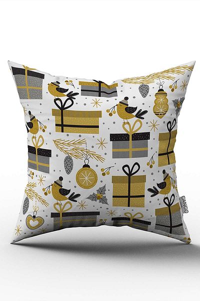 Cango Home Yellow Gray Christmas Themed Digital Printed Throw Pillow Cover Cgh841