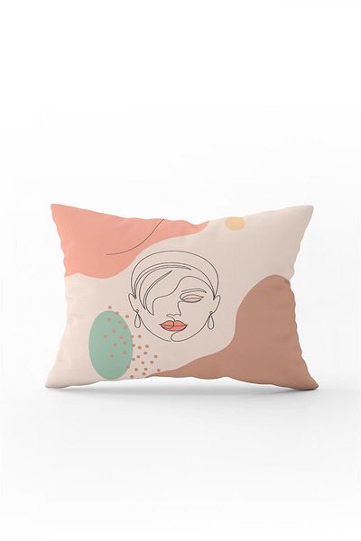 Cango Home Double Sided 35x50 Pink Green Abstract Modern Women's Figure Patterned Decorative Kırent Case - Cgh286-355