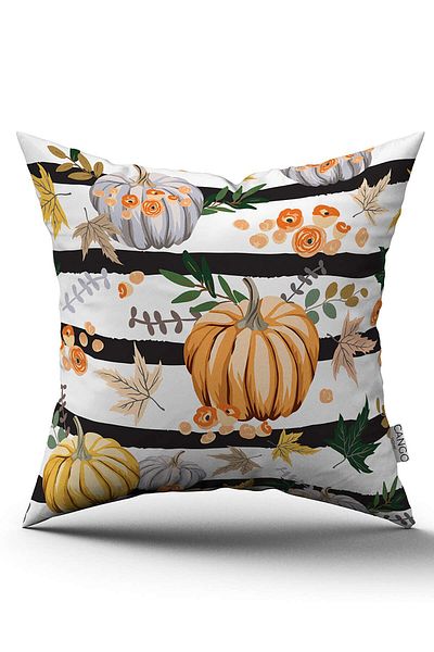 Cango Home Orange Halloween Pumpkin Patterned Digital Printed Throw Pillow Cover Cgh766